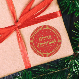 Red Classic Decorative Geometric Merry Christmas Classic Round Sticker