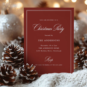 Red Classic Elegance Christmas Party Invitation