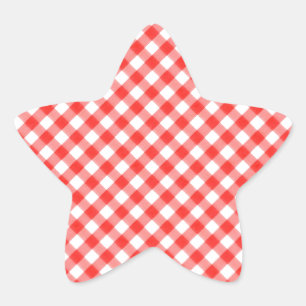 Red Classic Gingham Pattern Pic Nic Star Sticker
