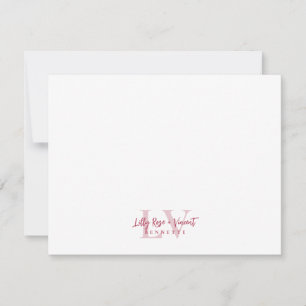 Red Classic Monogram Couple Custom Wedding Card