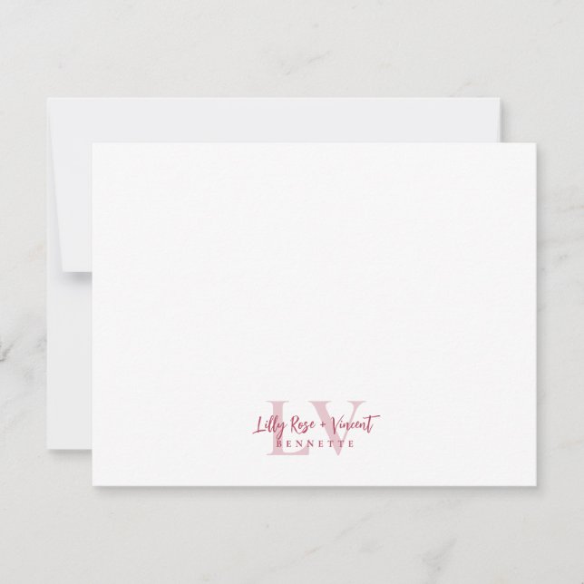 Red Classic Monogram Couple Custom Wedding Card (Front)