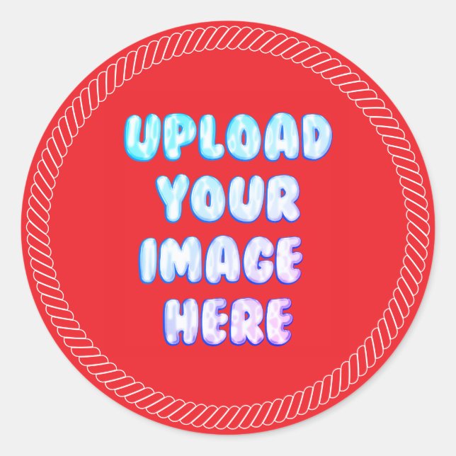 Red Classic Round Sticker with a Business Logo (Front)