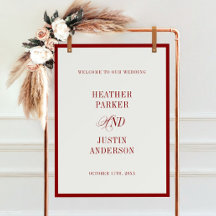 Red Classic Simple Minimalist Wedding Welcome