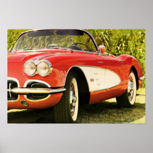 RED CLASSIC SPORTSCAR POSTER