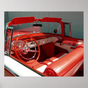 Red Classic Vintage Car Poster