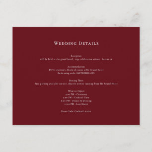 Red Classic Wedding Details Enclosure Card