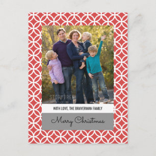 Red Classy Diamond Holiday Photo Postcard