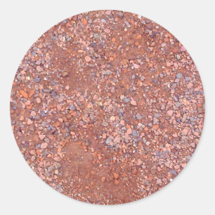 Red Clay Court, Gravel, Shale Stone Brick, Tennis Classic Round Sticker