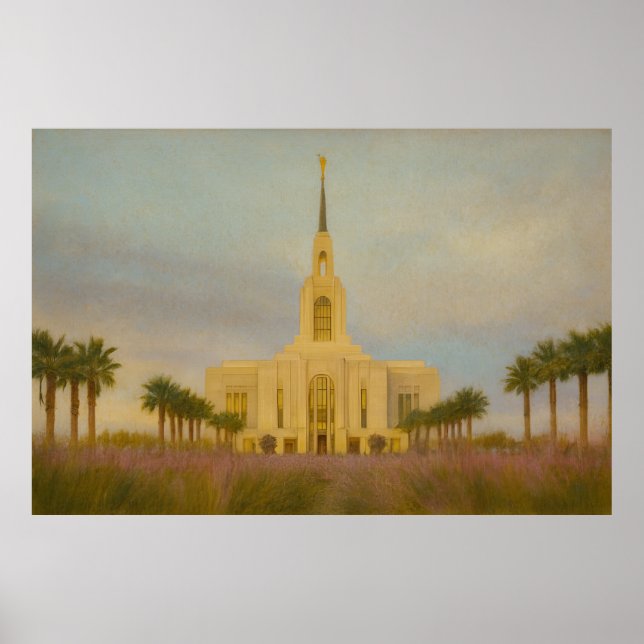 Red Cliffs Utah Temple Painting™ LDS Art Poster (Front)