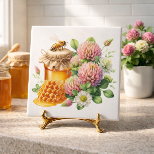 Red Clover Honey Sweet Bee Ceramic Tile