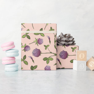 Red Clover Pink Baby Shower Wrapping Paper