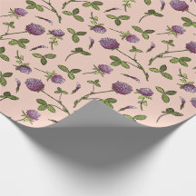 Red Clover Pink Baby Shower Wrapping Paper