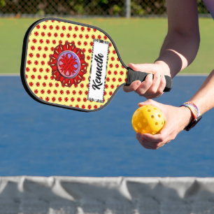 Red Clover Ribbon by Kenneth Yoncich Pickleball Paddle