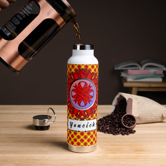 Red Clover Ribbon by Kenneth Yoncich Water Bottle (Coffee)