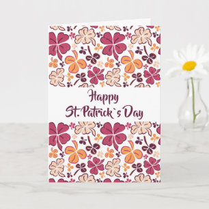 Red Clover Shamrock Pattern St. Patrick`s Day Card