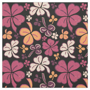 Red Clover Shamrock Pattern St. Patrick`s Day  Fabric