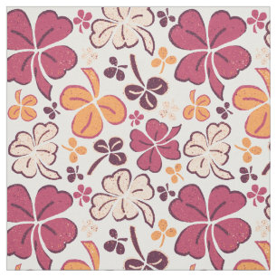 Red Clover Shamrock Pattern St. Patrick`s Day Fabric