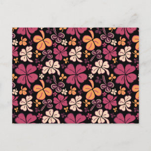 Red Clover Shamrock Pattern St. Patrick`s Day Postcard