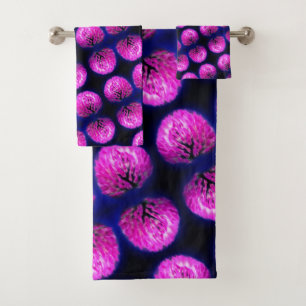 Red Clover Wildflower Abstract Pattern Bath Towel Set