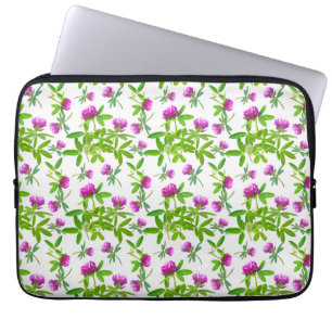 Red Clovers on White Laptop Sleeve