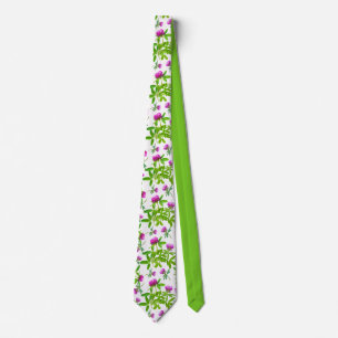 Red Clovers on White Tie