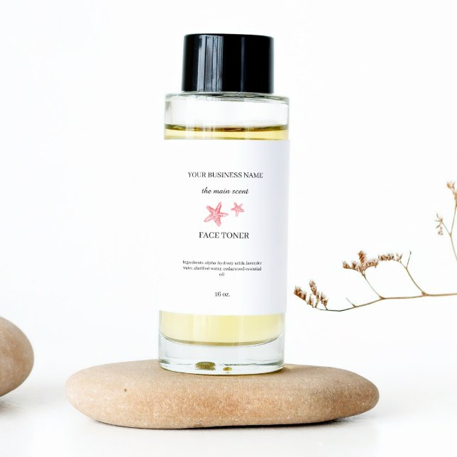 Red coastal face toner cosmetics packaging sticker (Creator Uploaded)