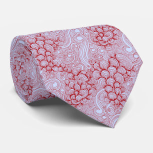 Red Coastal Waves Abstract Pattern Tie