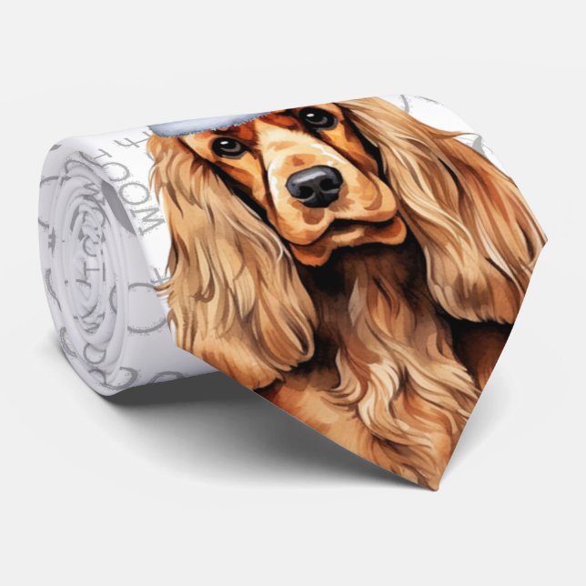 Red Cocker Spaniel Christmas Dog Lover Holiday Tie (Rolled)