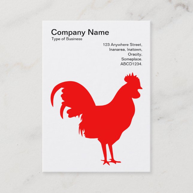 Red Cockerel - Black on White Business Card (Front)