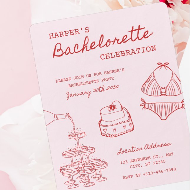 Red Cocktail Bachelorette Party Invitation (Creator Uploaded)
