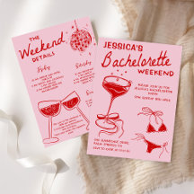 Red Cocktail Bachelorette Weekend Itinerary Party