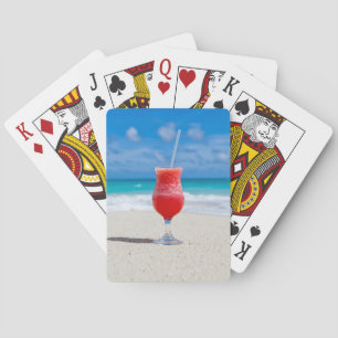 Red Cocktail by the Sea Photo Playing Cards