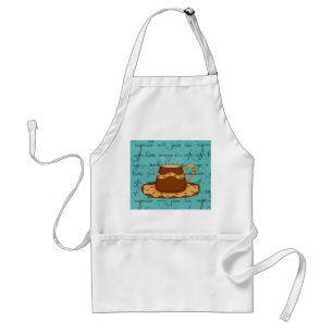 Red Coffee Cup Art on  Turquoise Script Words Standard Apron