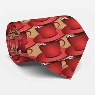 Red Coffee Cup Cafe Neck Tie