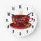 Red Coffee Cup Kitchen Clock