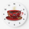 Red Coffee Cup Kitchen Clock