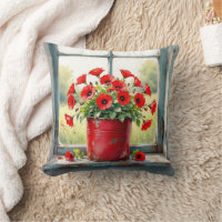 Red Coffee Tin of Red Poppies