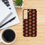 Red Collarette Dahlia Floral Pattern on Black Samsung Galaxy Case<br><div class="desc">Protect your Samsung Galaxy S22 phone with this durable phone case that features the photo image of a red and yellow Collarette Dahlia flower with white, inner petals on a black background and printed in a repeating pattern. A fun, floral design! Select your phone style. NOTE: You may need to...</div>