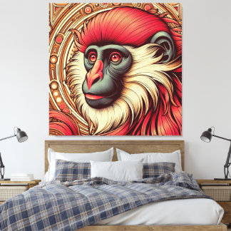 RED COLOBUS MONKEY FRAME ART CANVAS PRINT