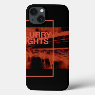 Red color digital art: Blurry Nights iPhone 13 Case