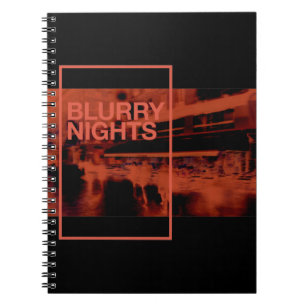Red color digital art: Blurry Nights Notebook
