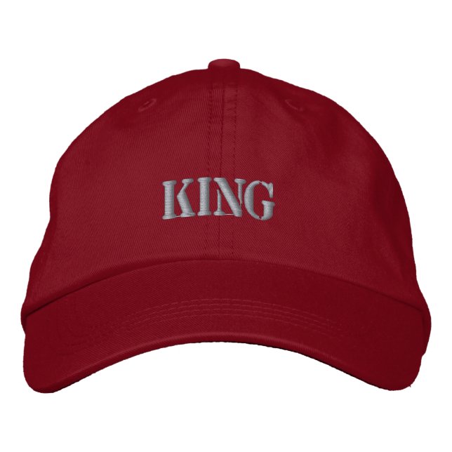 Red Color Embroidered KING Text Hats (Front)