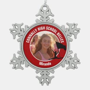 Red Color Guard Photo High School Dancer Snowflake Pewter Christmas Ornament