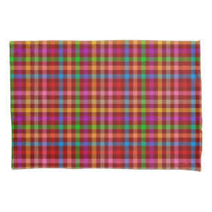 Red Colorful Gingham Plaid Pattern Pillowcase
