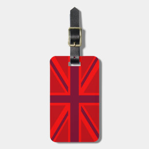 Red Colour Background British Union Jack Luggage Tag