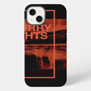 Red colour digital art: Blurry Nights iPhone 13 Case