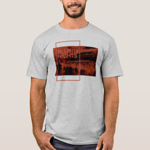 Red colour digital art: Blurry Nights T-Shirt