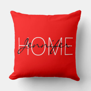 Red colour home monogram cushion