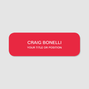 Red Colour Modern Minimalist Plain Name Tag