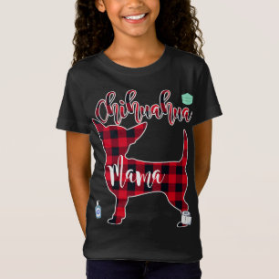 Red Colour Plaid Chihuahua Mama T-Shirt